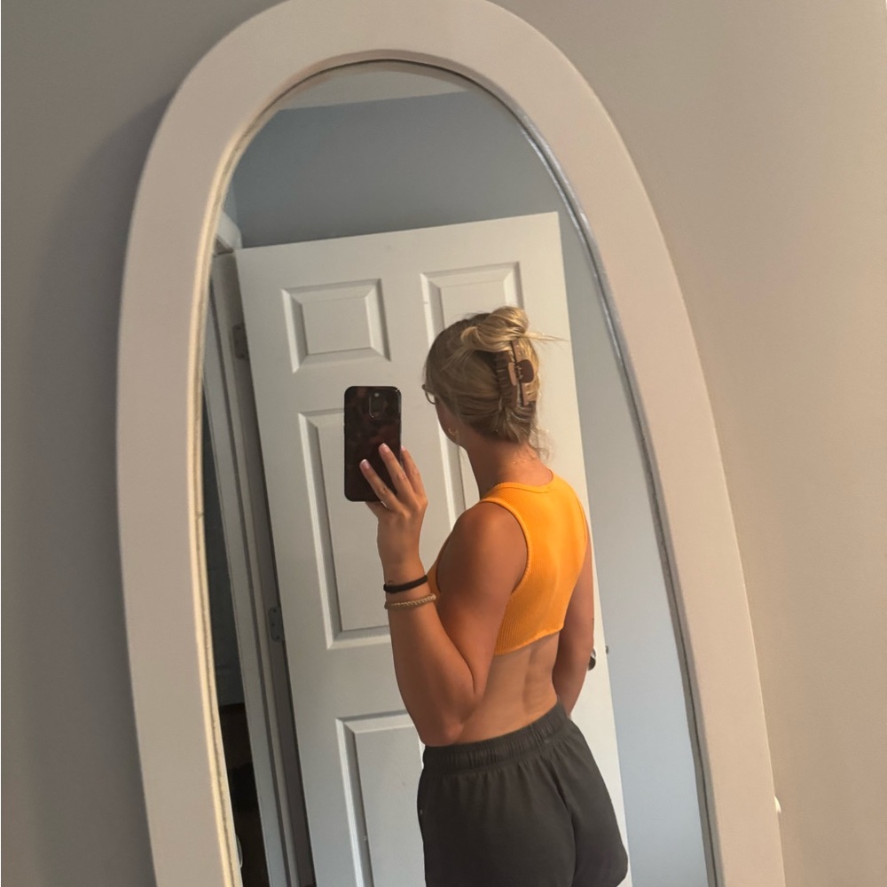 Orange Ribbed Crop Top - Picture 2 of 2